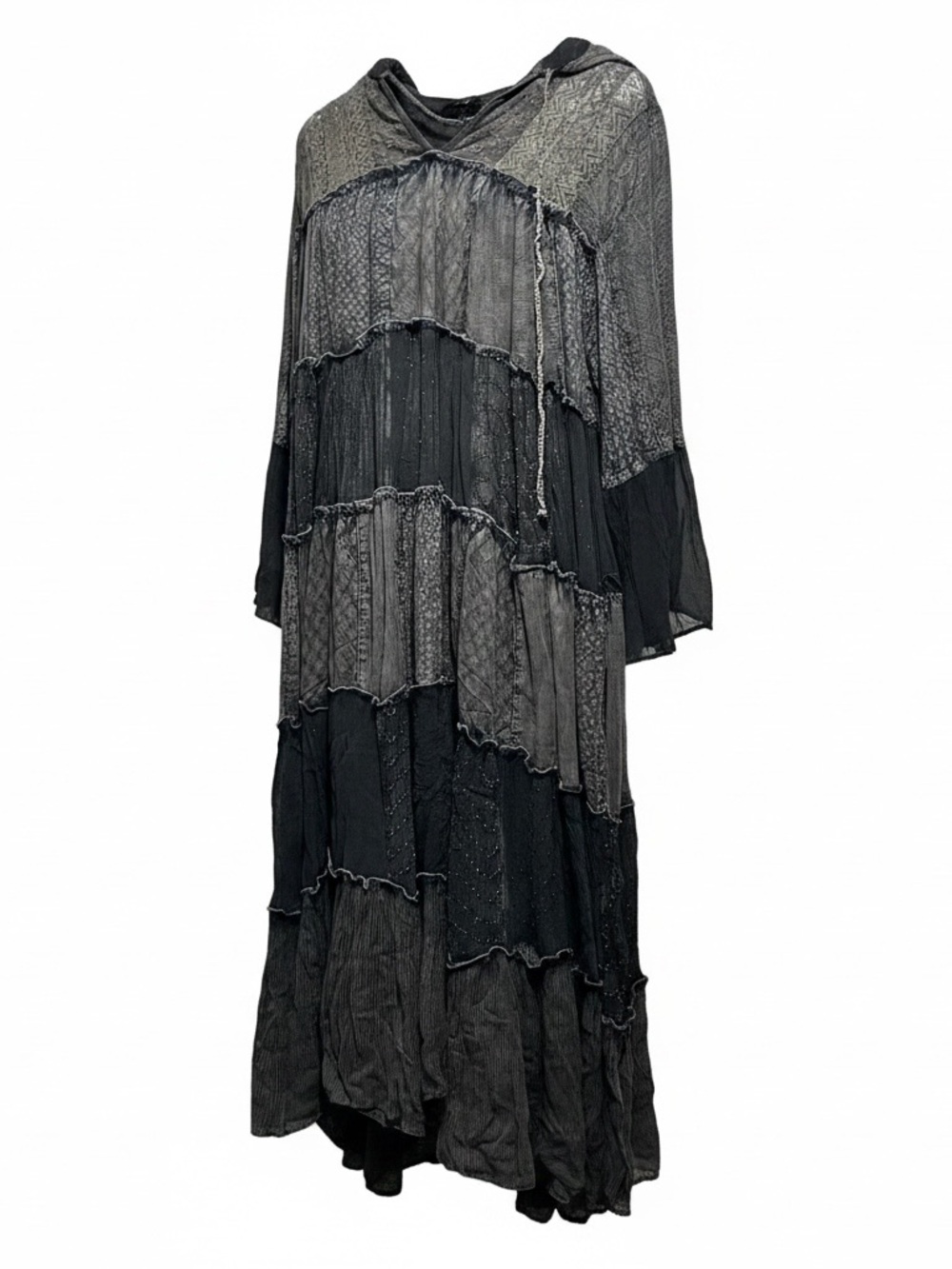Bohemian Tiered Maxi Dress in Black & Charcoal